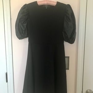 Faux Leather Puff Sleeve Dress